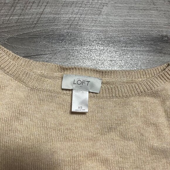 Loft Long Sleeve Scoop Neck Knit Color Block Blouse Cream Black Size XS - Picture 5 of 5